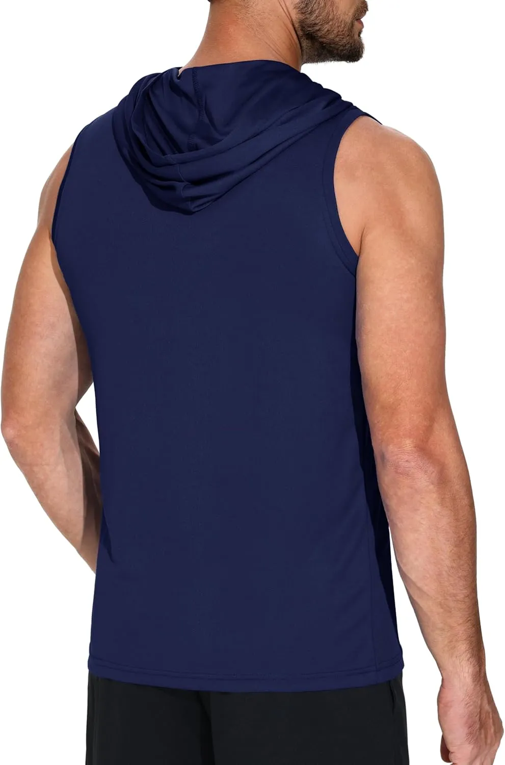 3 Pack Men's Sleeveless Workout Hoodies Dry Fit Quick Dry T Shirts with Hoods Running Gym Muscle Hooded Tank Top