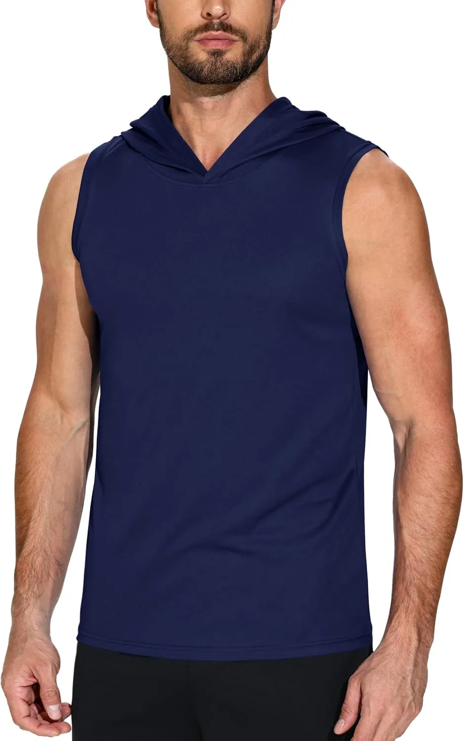 3 Pack Men's Sleeveless Workout Hoodies Dry Fit Quick Dry T Shirts with Hoods Running Gym Muscle Hooded Tank Top