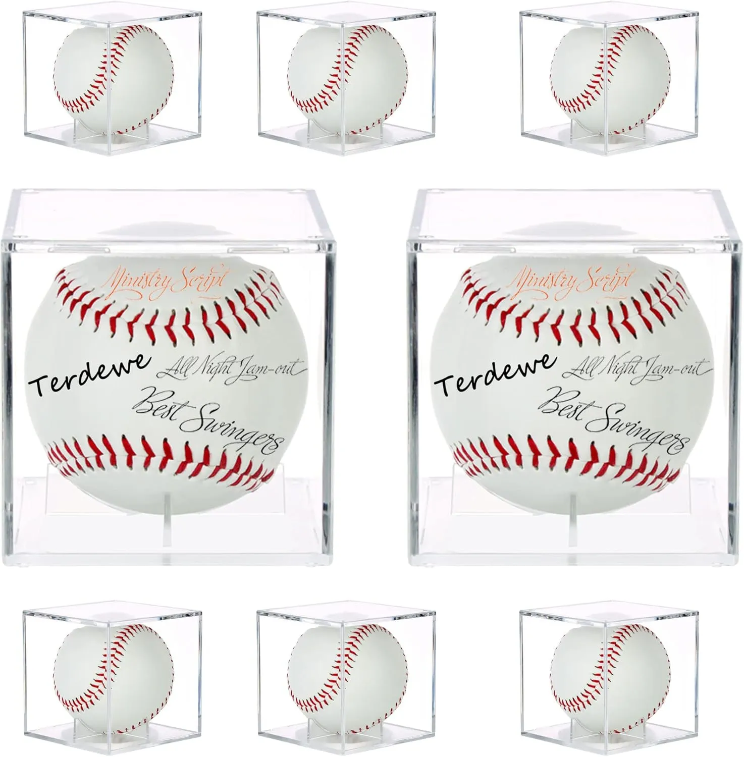 8 Pack Baseball Display Case,Baseball Box ,UV Protected Acrylic Square Baseball Holder, - for Official Size Ball