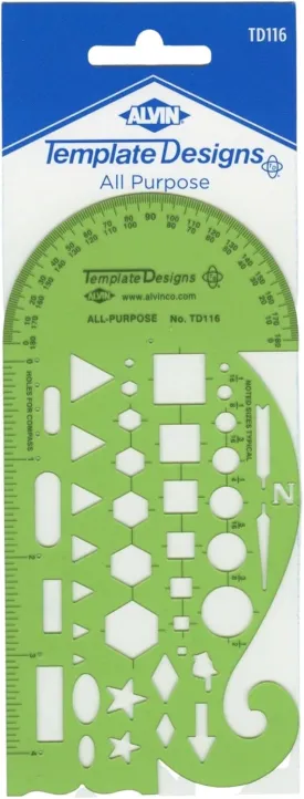 ALVIN, TD116, General Purpose Template, Mapping Symbols, Ideal for Planning and Drafting