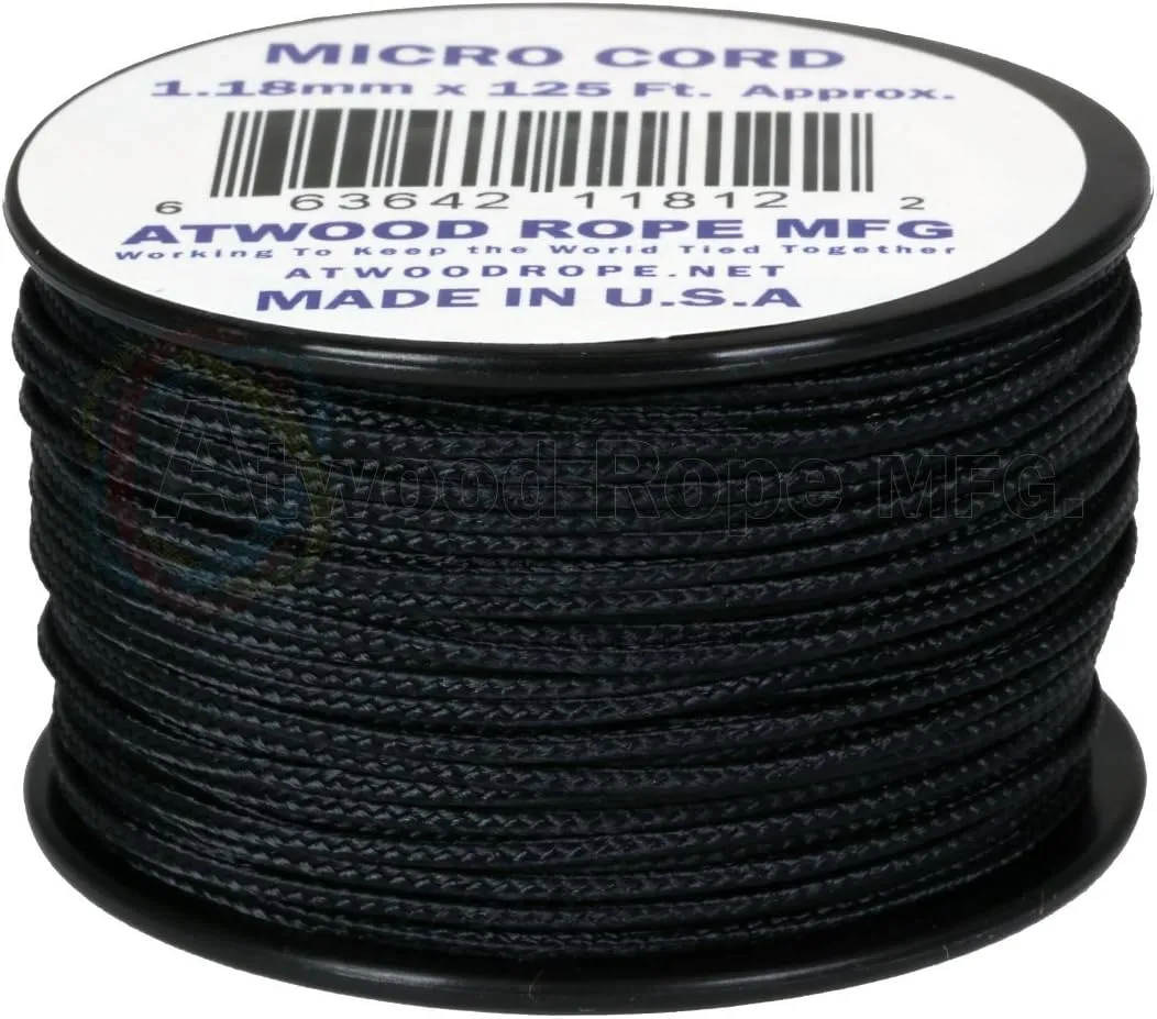 Atwood Rope MFG Micro Utility Cord 1.18mm X 125ft Reusable Spool | Tactical Nylon/Polyester Fishing Gear, Jewelry Making, Camping Accessories