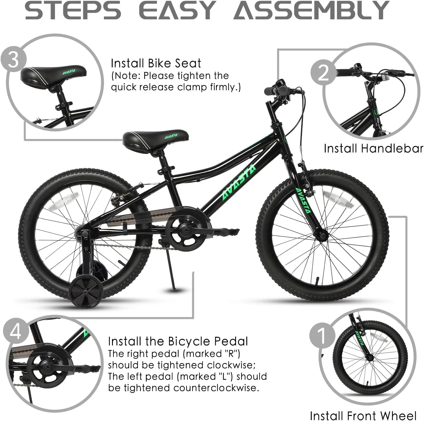 AVASTA Bilbo 18 20 Inch Kids Bike for Boys Girls 5-10 Years Old, Retro Style High Carbon Steel Bicycle with Adjustable Handlebars and Seat, Dual V-Brakes, Kickstand, Multiple Colors