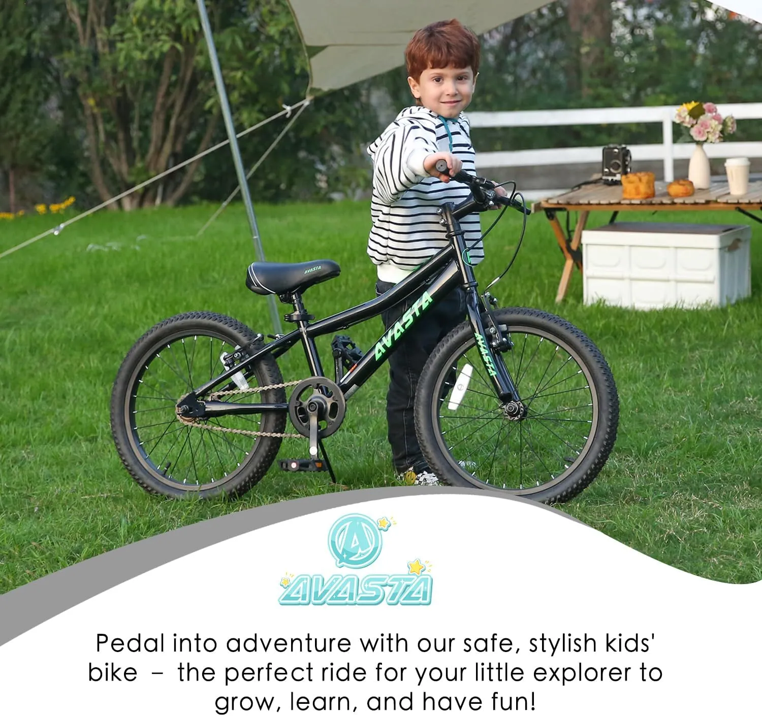AVASTA Bilbo 18 20 Inch Kids Bike for Boys Girls 5-10 Years Old, Retro Style High Carbon Steel Bicycle with Adjustable Handlebars and Seat, Dual V-Brakes, Kickstand, Multiple Colors