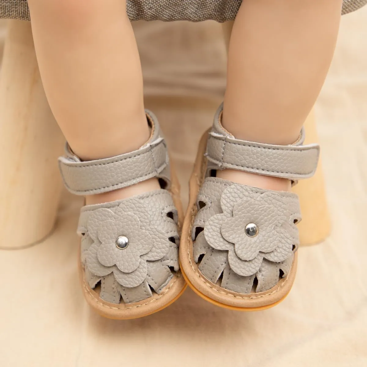 Babelvit Infant Baby Girl Boy Sandals Comfort Premium Summer Outdoor Casual Beach Shoes with Flower Bowknot Anti Slip Rubber Sole Newborn Toddler Prewalker First Walking Shoes