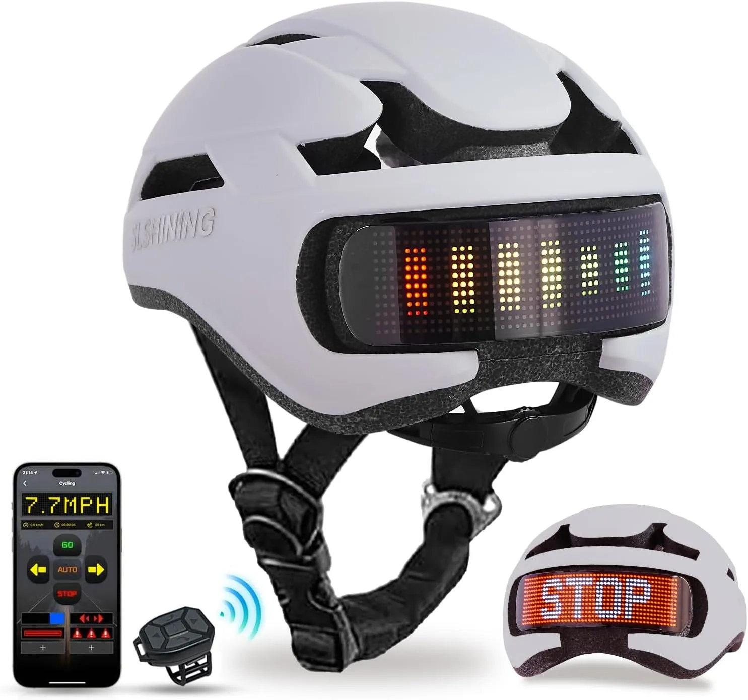 Bike Helmet, Bicycle Helmets with Light, 360 High Visibility LED Display, Lightweight Adjustable Mountain Bike Helmet with Turn Signals, Smart APP Controlled, Helmets for Adults, Youth, Men & Women