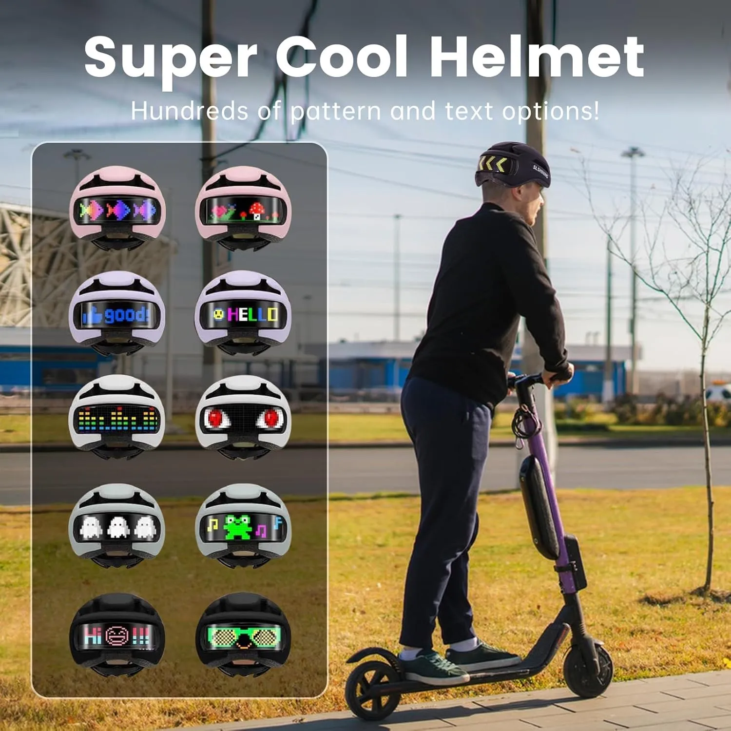 Bike Helmet, Bicycle Helmets with Light, 360 High Visibility LED Display, Lightweight Adjustable Mountain Bike Helmet with Turn Signals, Smart APP Controlled, Helmets for Adults, Youth, Men & Women