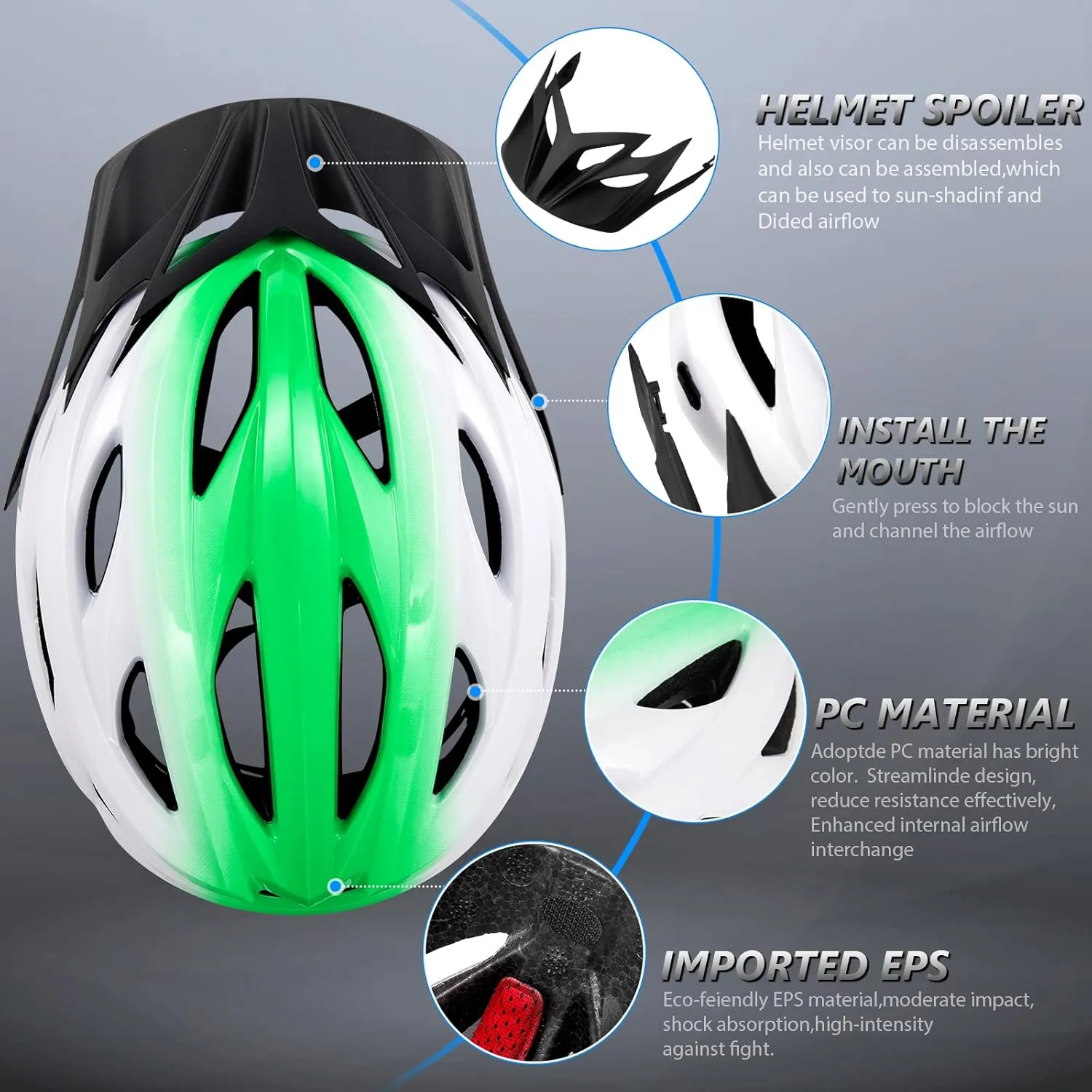 Bike Helmets for Men - Women Bicycle Helmet Adult - Certified Lightweight Comfort Adjustable Cycling Helmet with Detachable Visor for Mountain Road Biker