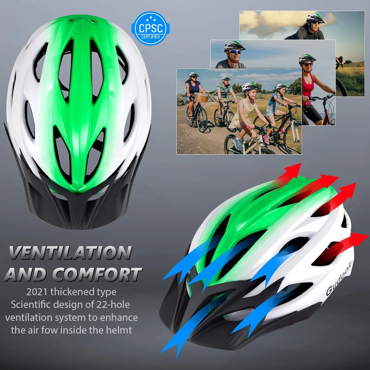 Bike Helmets for Men - Women Bicycle Helmet Adult - Certified Lightweight Comfort Adjustable Cycling Helmet with Detachable Visor for Mountain Road Biker