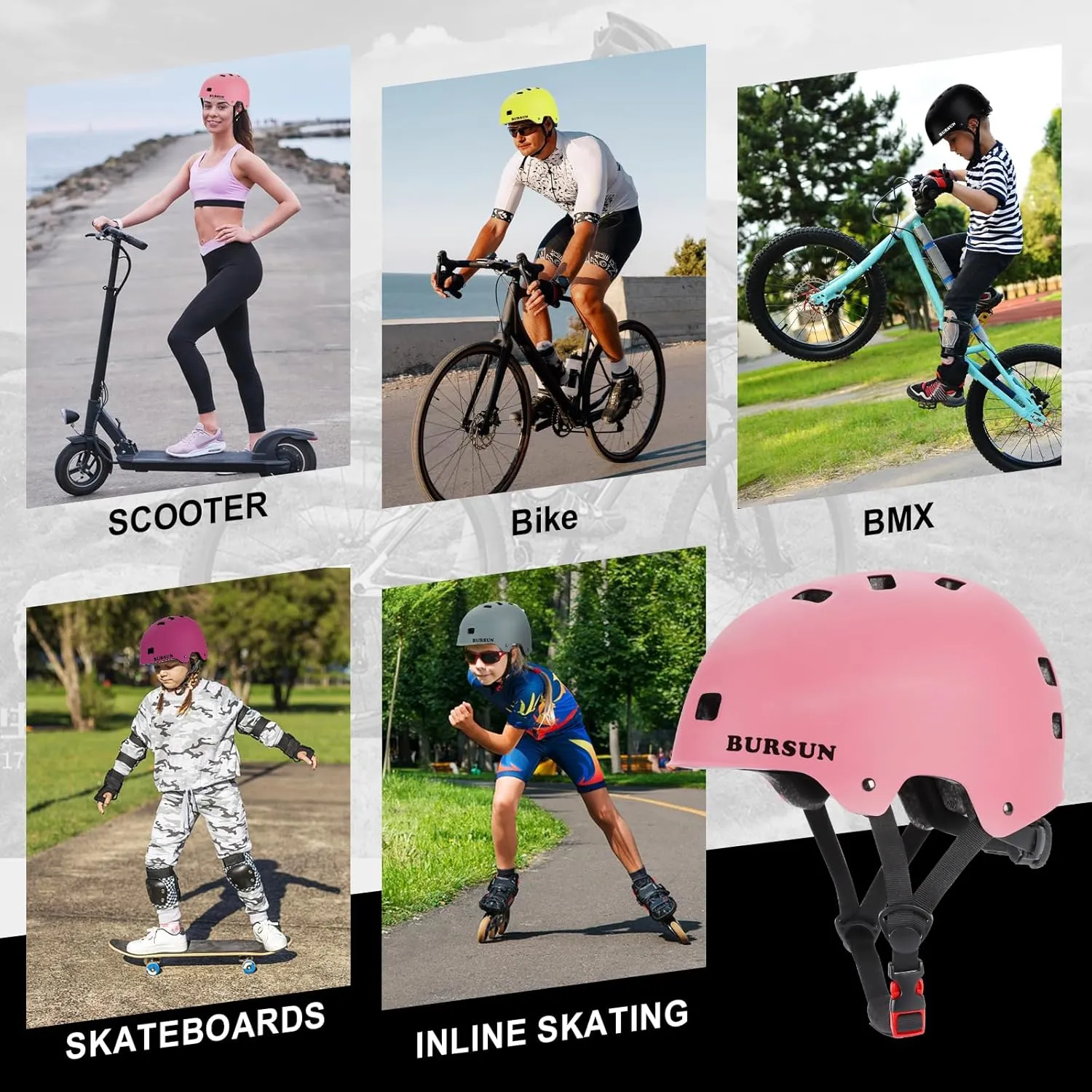Bike Skateboard Helmet for Ages 5-8-14-16 Kids Youth Adults, Adjustable Multi-Sport Helmet for Scooter Bicycle Roller Skate Inline Skating Rollerblading Hoverboard Longboard, 3 Sizes