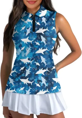 Biyejit Women's Sleeveless Golf Shirts Racerback Workout Tank Tops Lightweight Moisture Wicking Polo Shirts Casual T Shirt