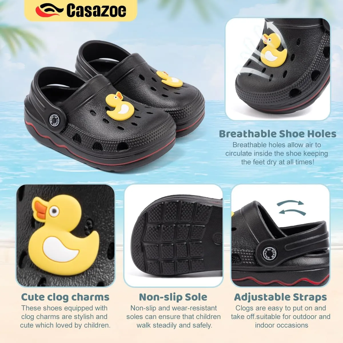 Casazoe Toddler Cute Garden Clogs Boys Girls Slip On Shoes Summer Lightweight Outdoor Slides Sandals Infant Children Beach Pool Shoes