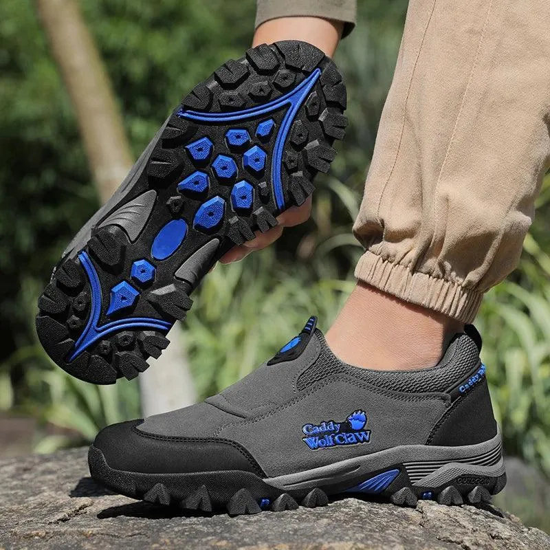 Comfortable Suede Hiking Shoes – Slip-On Breathable Trekking Climbing Sneakers
