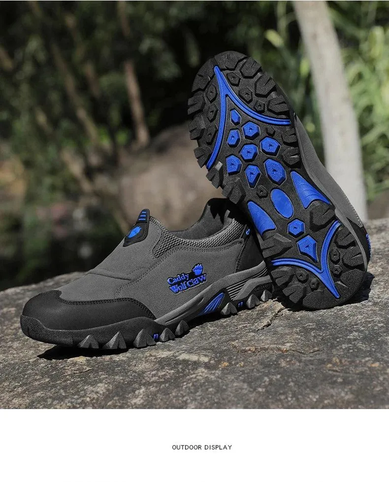 Comfortable Suede Hiking Shoes – Slip-On Breathable Trekking Climbing Sneakers