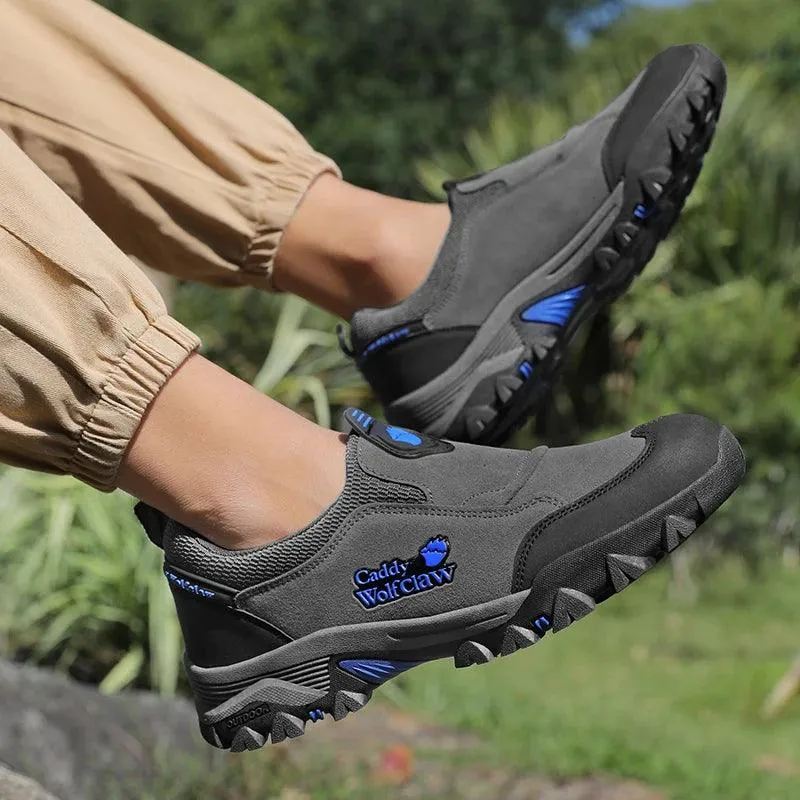 Comfortable Suede Hiking Shoes – Slip-On Breathable Trekking Climbing Sneakers