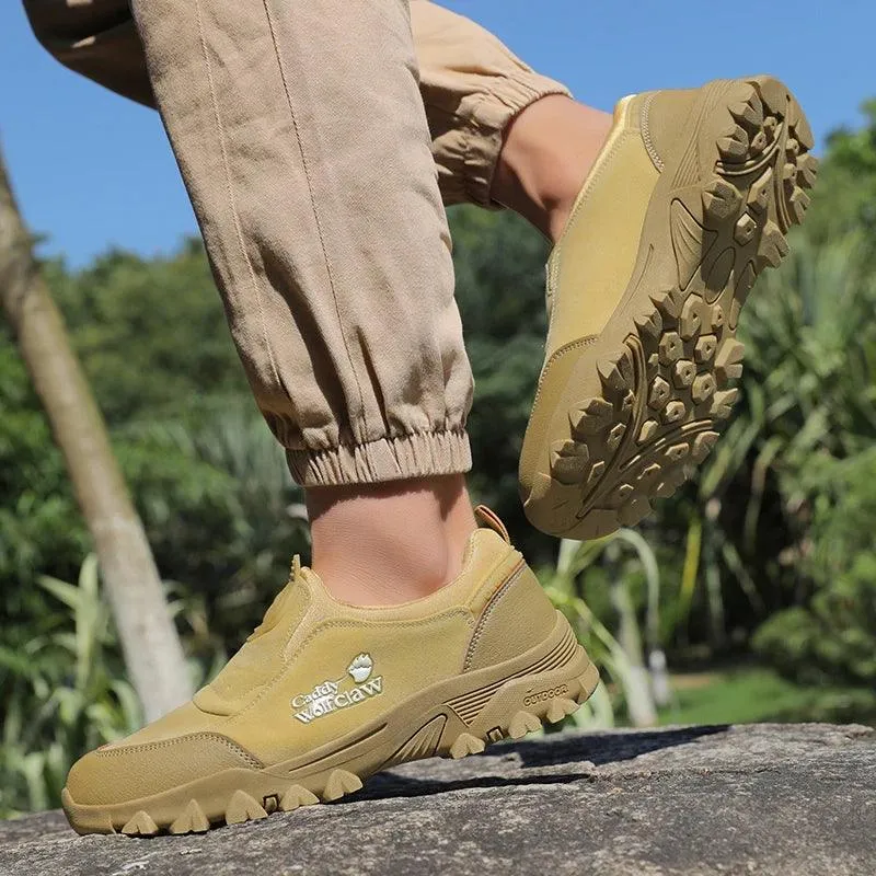 Comfortable Suede Hiking Shoes – Slip-On Breathable Trekking Climbing Sneakers