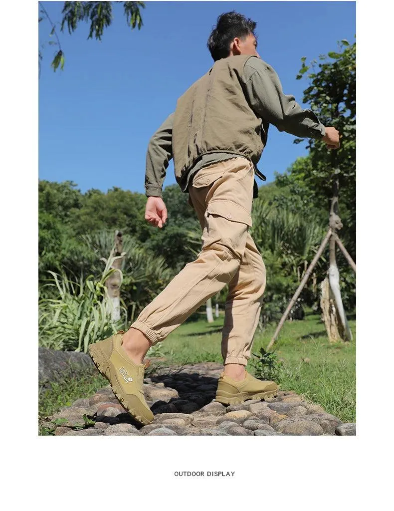Comfortable Suede Hiking Shoes – Slip-On Breathable Trekking Climbing Sneakers