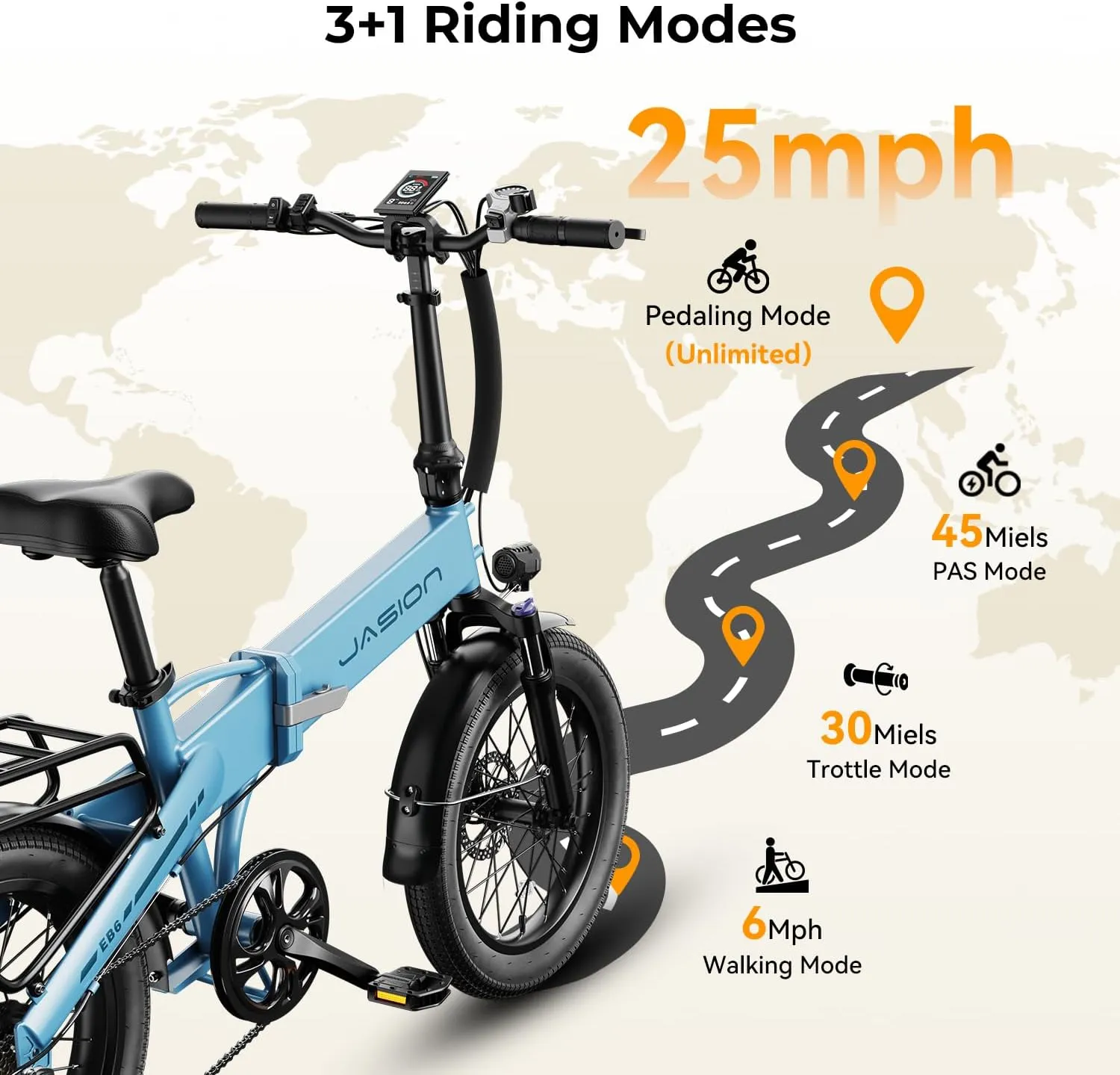 Electric Bike for Adults with Peak 1000W Motor up to 25Mph EBS Ebike, Built-in 48V 10.5AH Removable Battery up to 45 Max Miles Folding Ebike, Aluminum 20'' Fat Tire Electric Bicycle