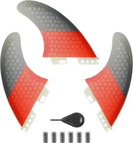 FGM Fiberglass Surfboard 3 Fins Set Dual Tab Surf Fins for Shortboards Paddleboards and Longboards Includes Installation Tools and Storage Bag