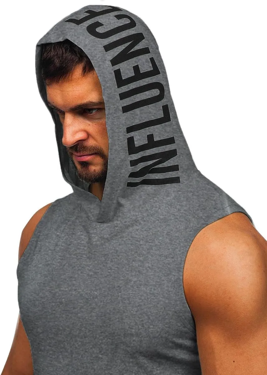 FLYFIREFLY Men's 2 Pack Workout Hooded Tank Tops Bodybuilding Athletic Sleeveless Muscle Cut Off T Shirt Gym Hoodies