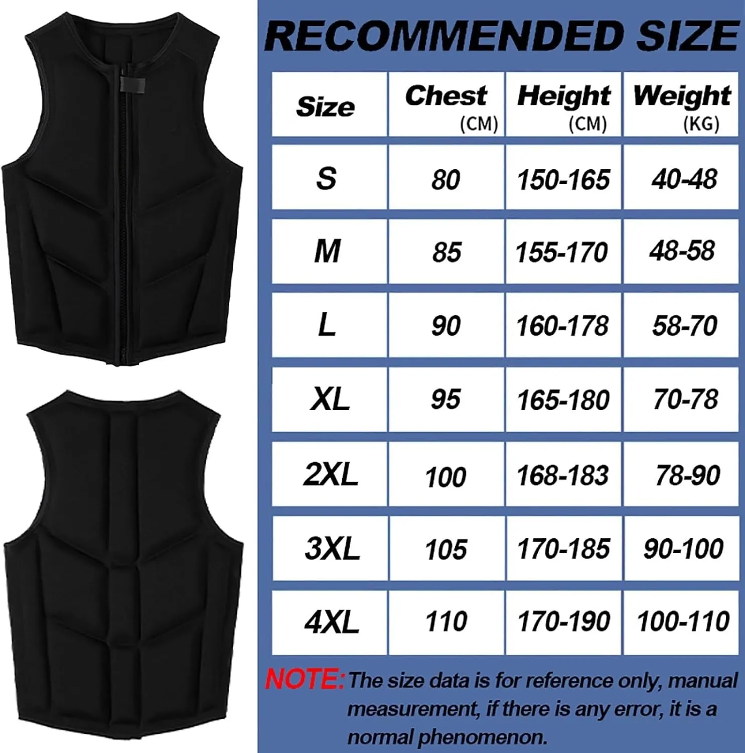FOVIGUO Mens Swim Jackets for Adults, Safety Vest, Breathable Snorkel Vests with Zipper for Boating Fishing Surfing(2XL78-90KG)