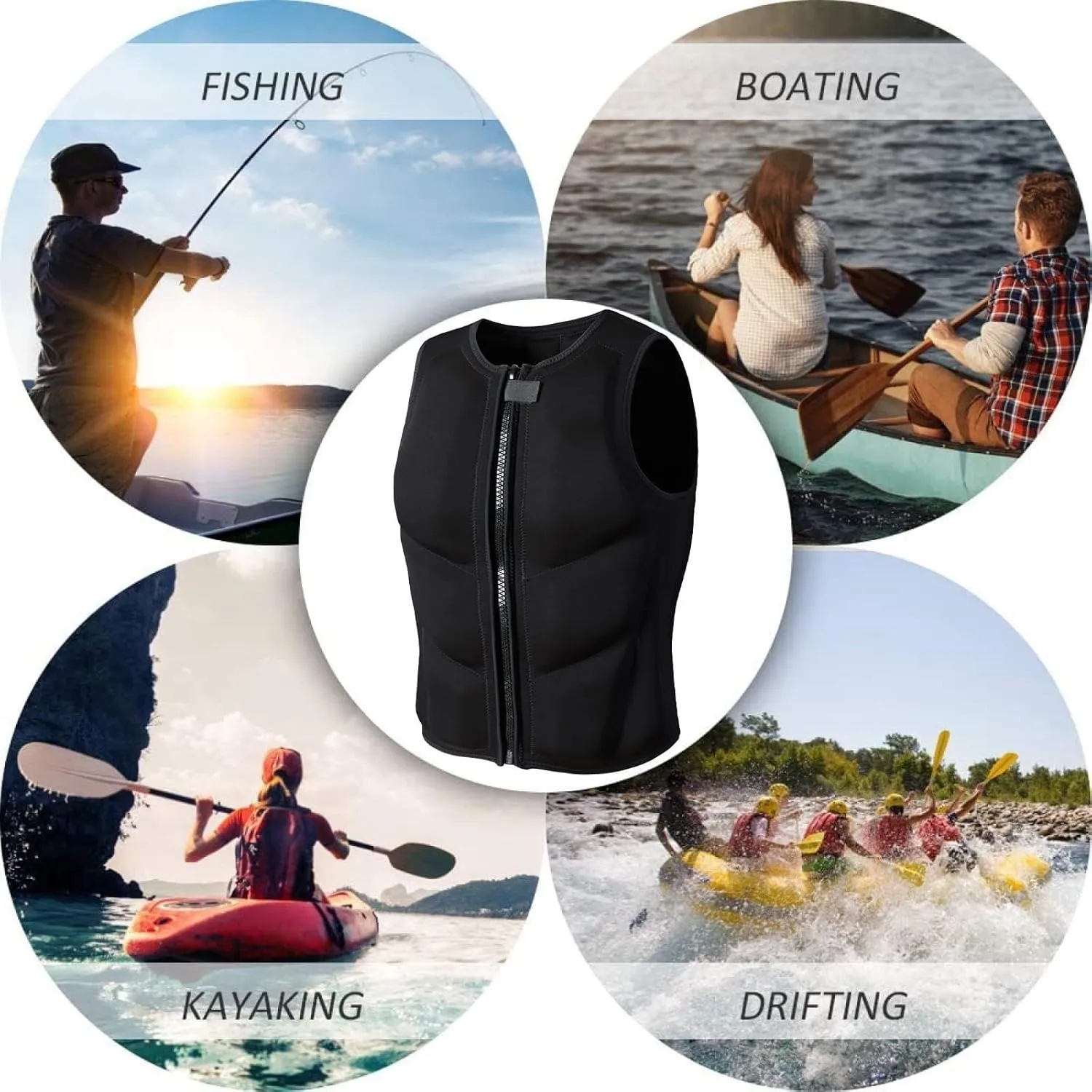 FOVIGUO Mens Swim Jackets for Adults, Safety Vest, Breathable Snorkel Vests with Zipper for Boating Fishing Surfing(2XL78-90KG)