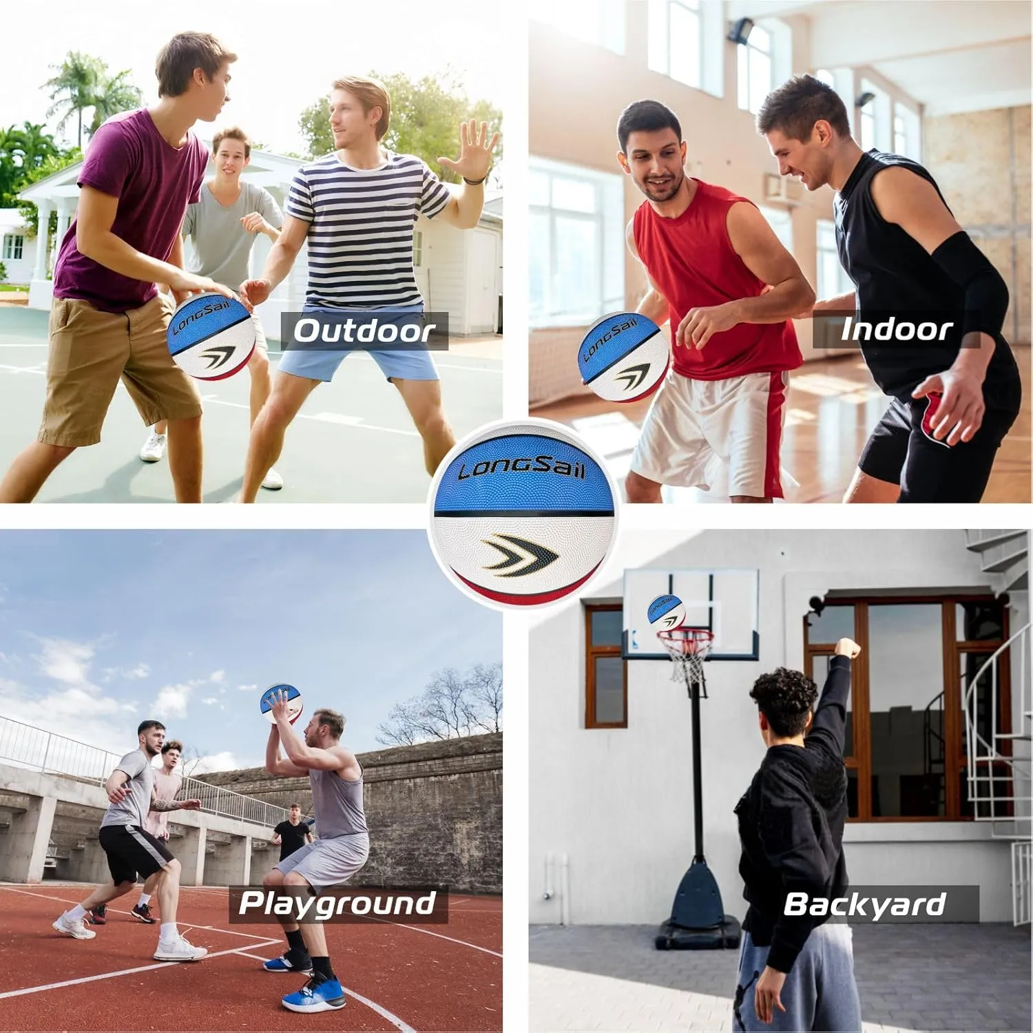 Full Size Basketball Rubber- Leather,Indoor-Outdoor-Pool,with Pump(Deflated)