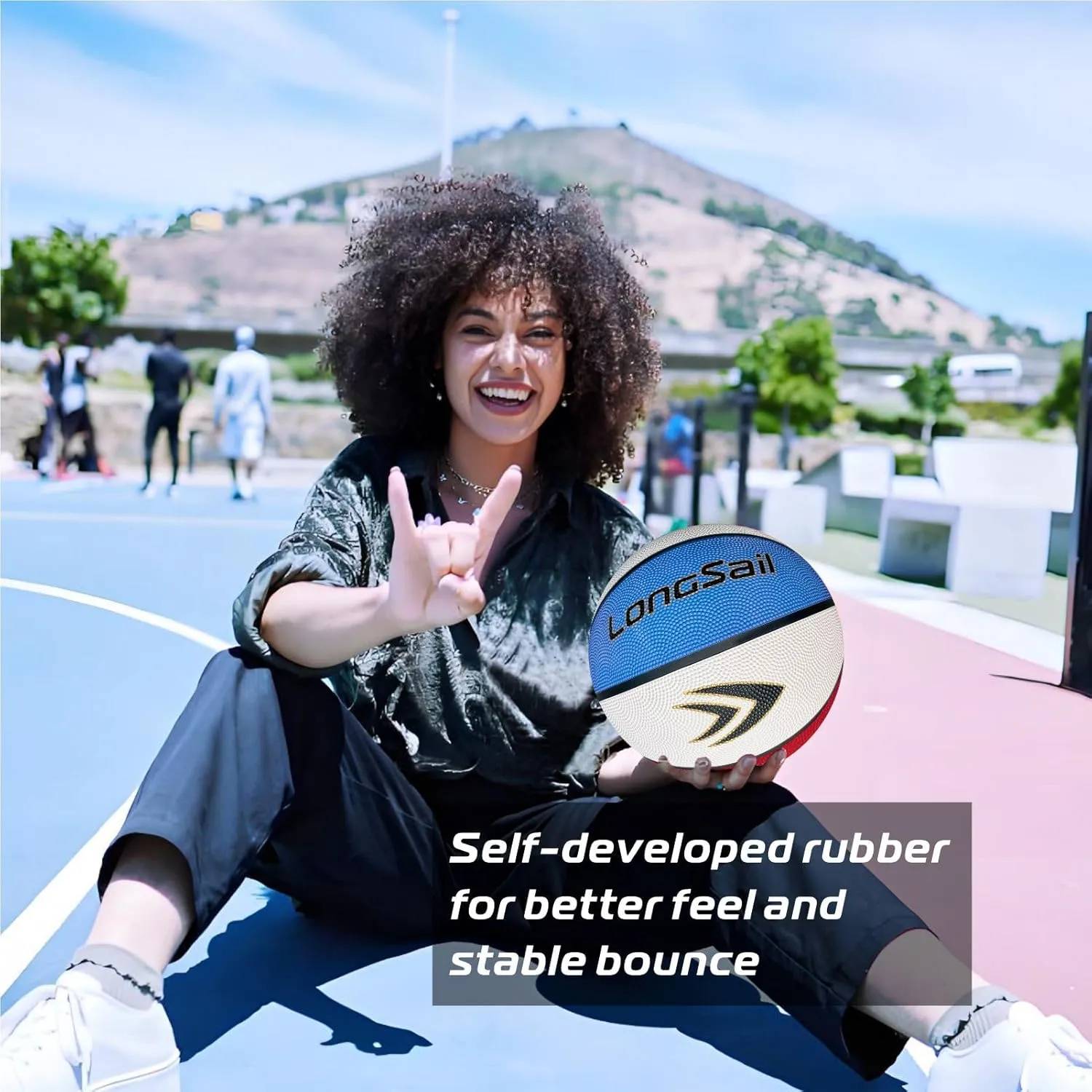 Full Size Basketball Rubber- Leather,Indoor-Outdoor-Pool,with Pump(Deflated)