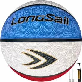 Full Size Basketball Rubber- Leather,Indoor-Outdoor-Pool,with Pump(Deflated)