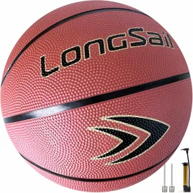 Full Size Basketball Rubber- Leather,Indoor-Outdoor-Pool,with Pump(Deflated)