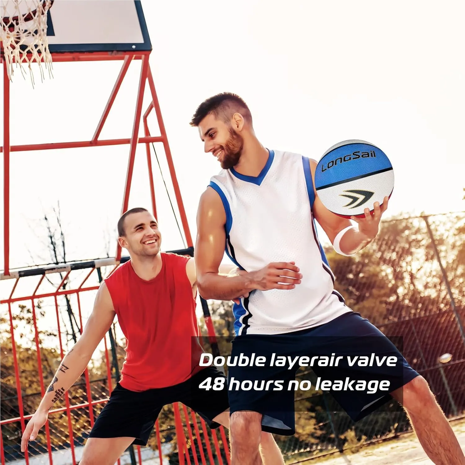 Full Size Basketball Rubber- Leather,Indoor-Outdoor-Pool,with Pump(Deflated)