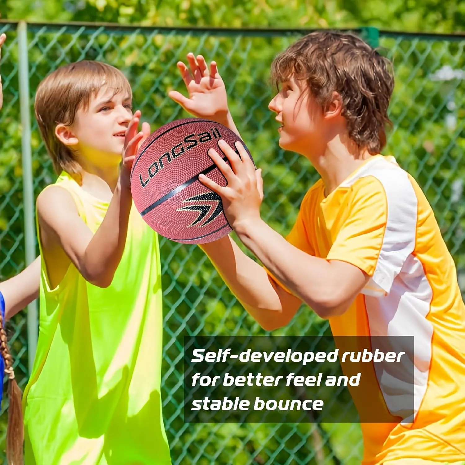 Full Size Basketball Rubber- Leather,Indoor-Outdoor-Pool,with Pump(Deflated)
