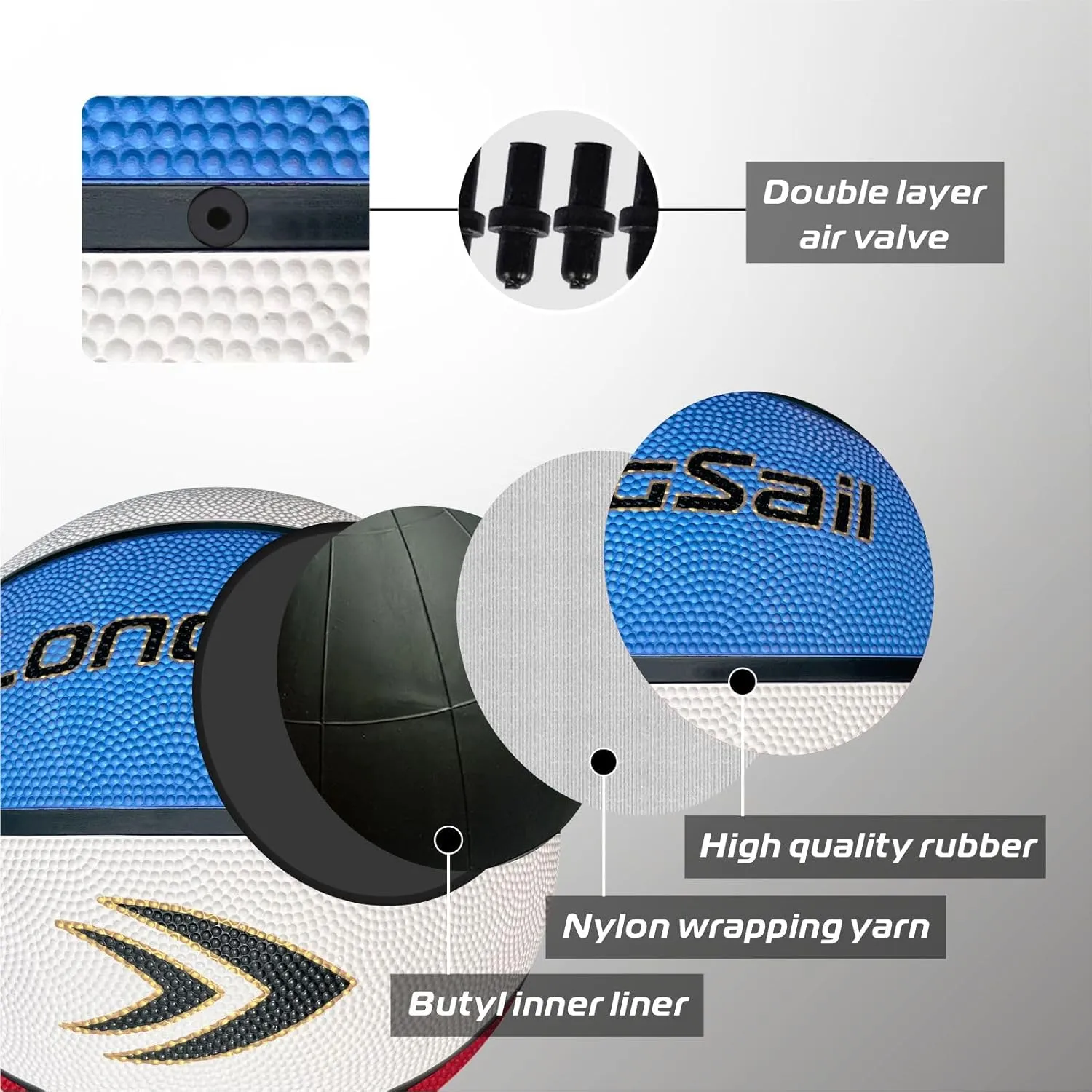 Full Size Basketball Rubber- Leather,Indoor-Outdoor-Pool,with Pump(Deflated)