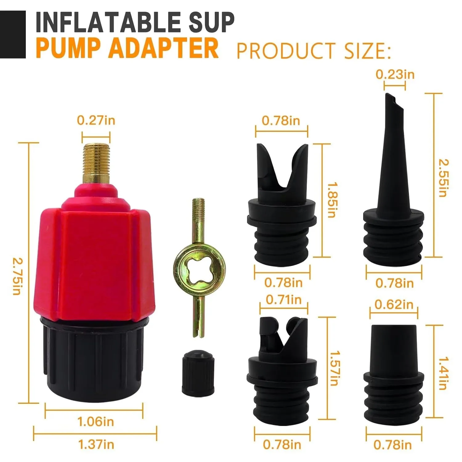 Inflatable SUP Pump Adaptor Air Pump Converter, Multifunction Sup Valve Adapter with 4 Air Valve Nozzles for Inflatable Boat, Stand Up Paddle Board, Inflatable Bed, Surf Paddle Board - Red by BLUE ELF
