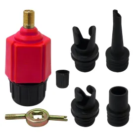 Inflatable SUP Pump Adaptor Air Pump Converter, Multifunction Sup Valve Adapter with 4 Air Valve Nozzles for Inflatable Boat, Stand Up Paddle Board, Inflatable Bed, Surf Paddle Board - Red by BLUE ELF