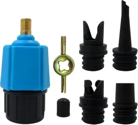 Inflatable SUP Pump Adaptor Compressor Paddle Board Pump Adapter, Multifunction SUP Valve Adapter with 4 Air Valve Nozzles for Inflatable Boat/Stand Up Paddle Board/Inflatable Bed/Dinghy