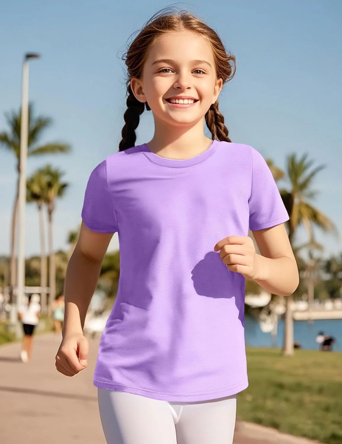 KEREDA Girls Athletic Shirts Quick Dry Short Sleeve Crew Neck T Shirts, Summer UPF 50  Tee Tops for Teen Girls 3 Pack