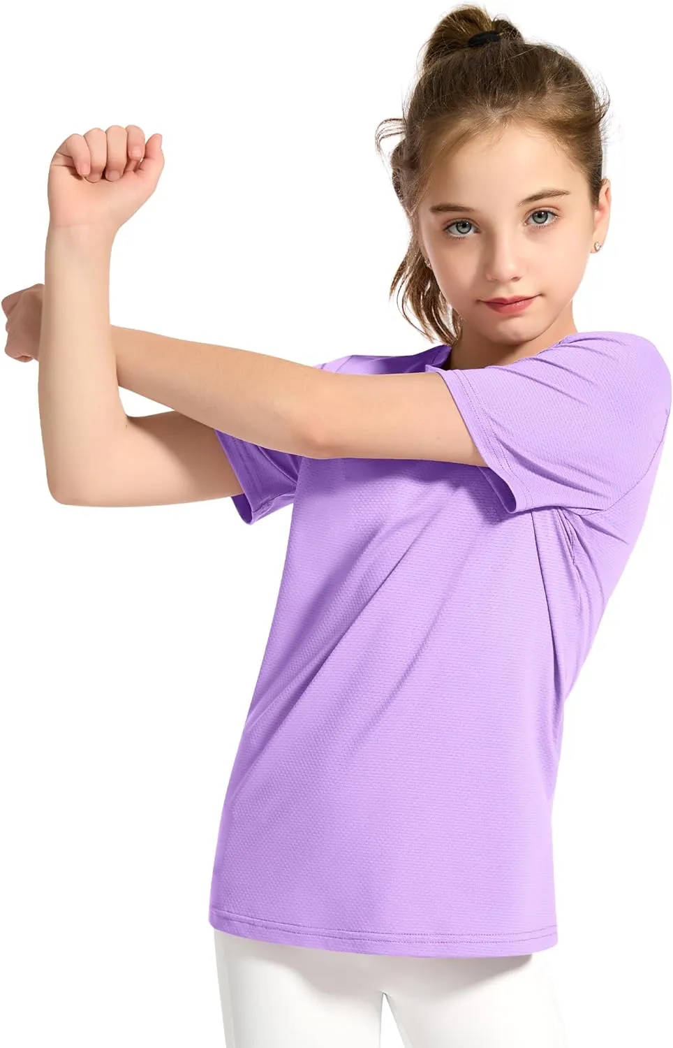 KEREDA Girls Athletic Shirts Quick Dry Short Sleeve Crew Neck T Shirts, Summer UPF 50  Tee Tops for Teen Girls 3 Pack