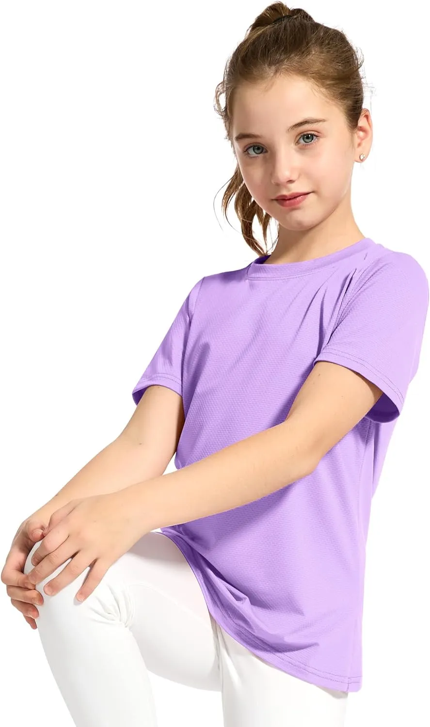KEREDA Girls Athletic Shirts Quick Dry Short Sleeve Crew Neck T Shirts, Summer UPF 50  Tee Tops for Teen Girls 3 Pack