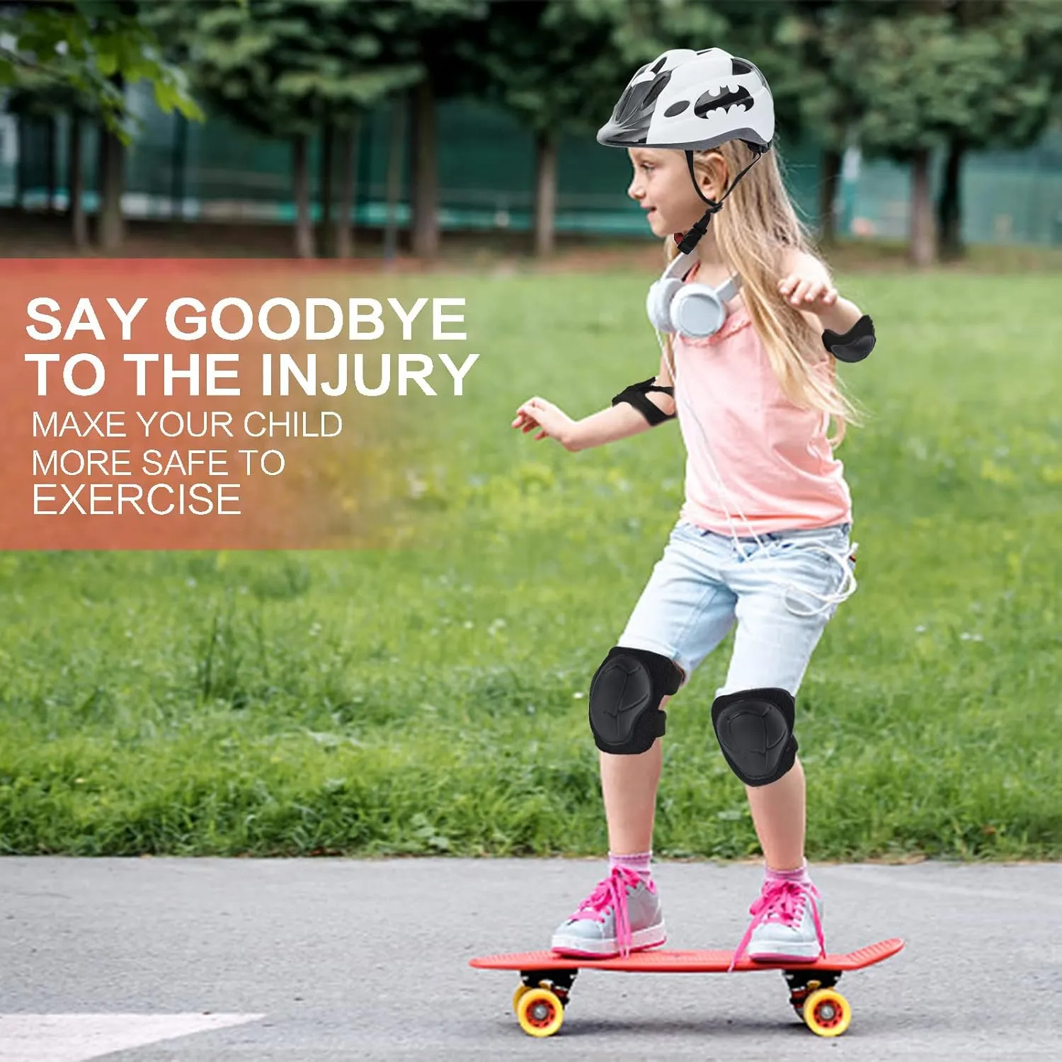Kids Helmet Set, Toddler Helmet for Boys Girls Age 3-8 with Knee Elbow Pads Wrist Guards for Bike Skating Skateboard Cycling Scooter Rollerblading