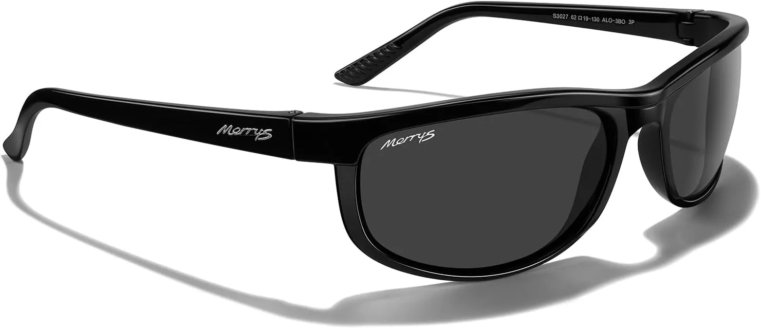 MERRY'S Wrap Around Sport Polarized Sunglasses for Men Women Driving Fishing Cycling Running UV400 Protection S3027
