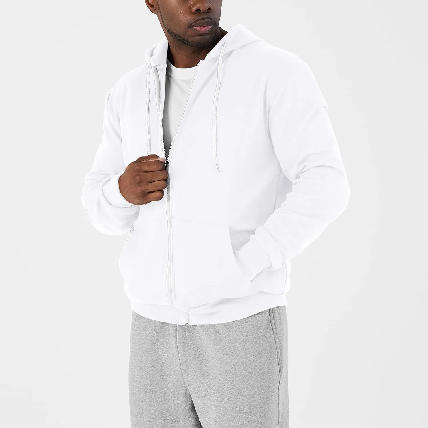 Ohoo Men's Zip Up Hoodie Lightweight Sweatshirt Full Zip Hooded Jacket
