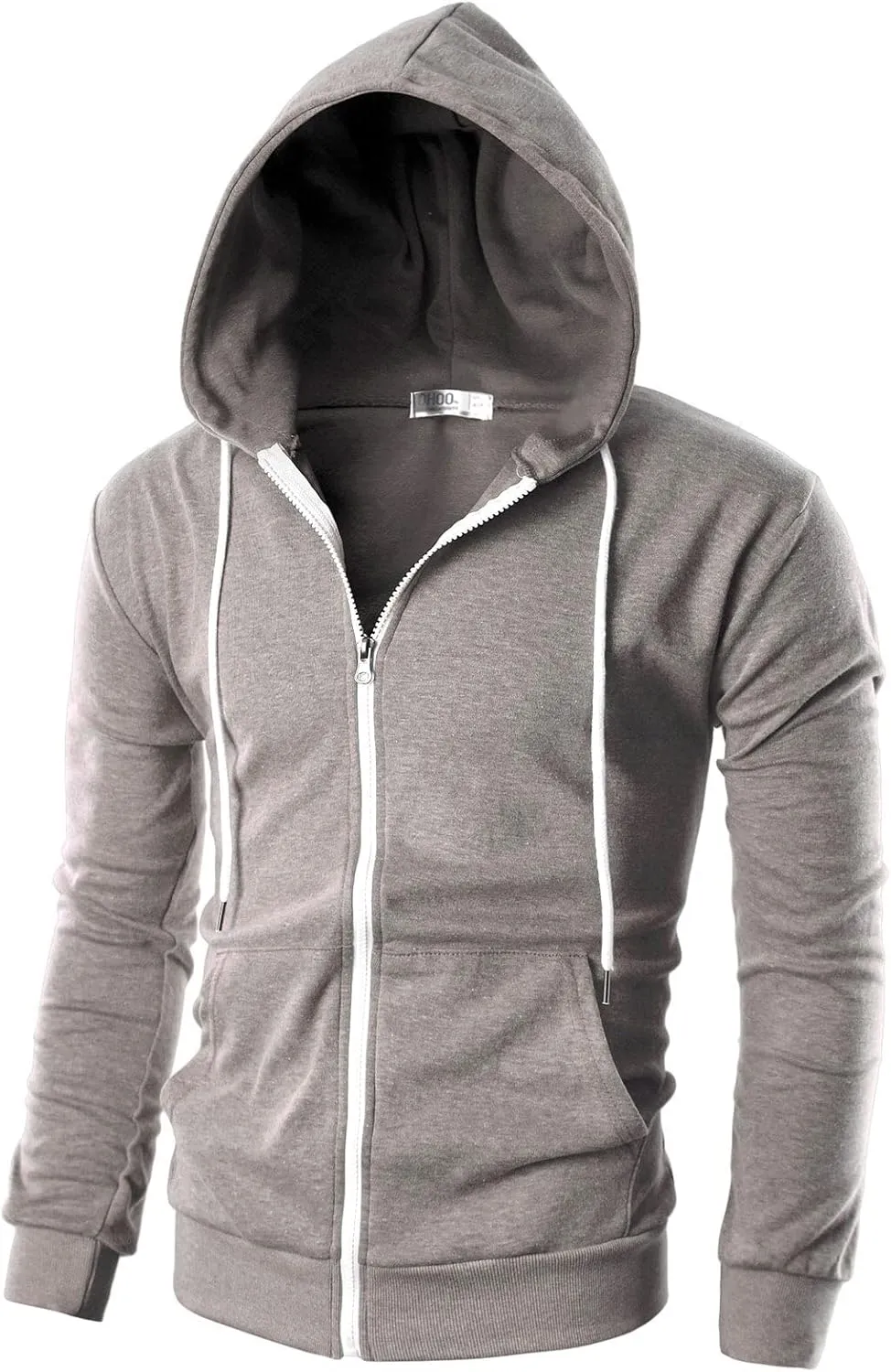 Ohoo Men's Zip Up Hoodie Lightweight Sweatshirt Full Zip Hooded Jacket