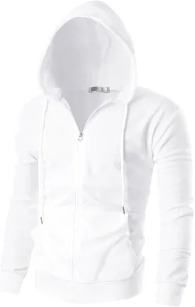 Ohoo Men's Zip Up Hoodie Lightweight Sweatshirt Full Zip Hooded Jacket