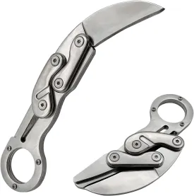 Outdoor Mini Camping Stainless Handle Survival Knife Multifunction Outdoor Tactical Rescue Tools Folding Hunting (new claw knife silver)