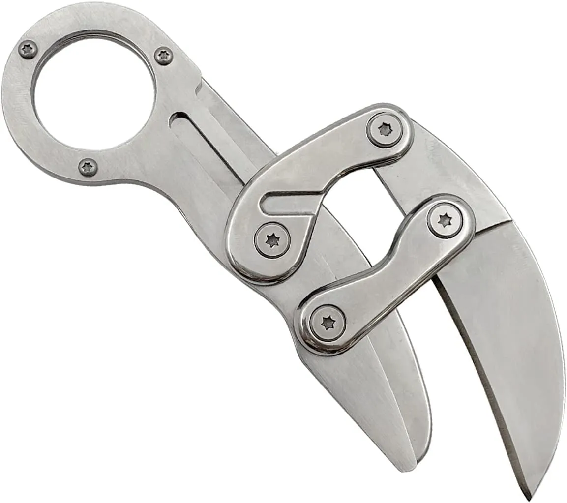 Outdoor Mini Camping Stainless Handle Survival Knife Multifunction Outdoor Tactical Rescue Tools Folding Hunting (new claw knife silver)