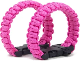 Paracord Survival Bracelets - Set of 2 - Easy to Open Clasp with Emergency Whistle Buckles
