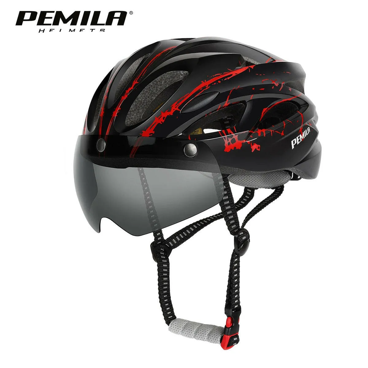 PEMILA Ultralight Cycling Safety Helmet Outdoor Motorcycle Bicycle Helmet Removable Lens Visor Mountain Road MTB Bike Helmet