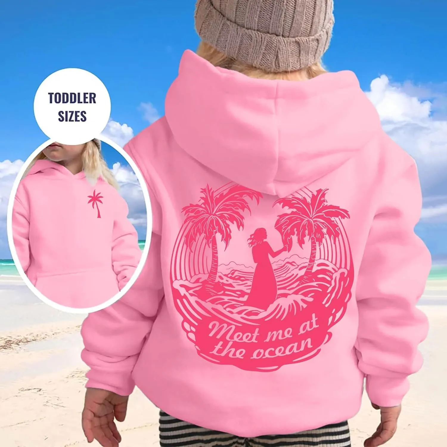 Pink Hoodies For Women Girls Meet Me At The Ocean Hoodie Cute Preepy Graphic Sweatshirts Y2K Tops With Pockets 2025