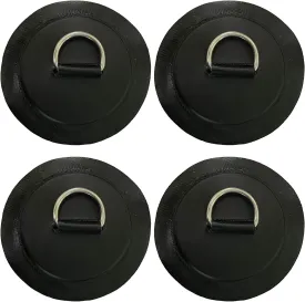 Pmsanzay (Pack of 4) Stainless Steel 1.1inch D-Ring Pad/Patch on Black PVC Patch - 4inch Sucker for PVC Inflatable Boat SUP Raft Dinghy Kayak Canoe - NO Glue