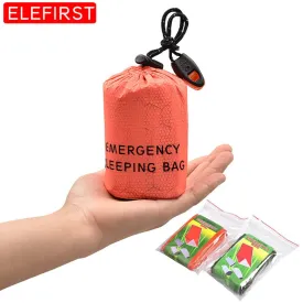 Portable Emergency Sleeping Bag With Whistle PE Aluminum Film Outdoor Survival Tools